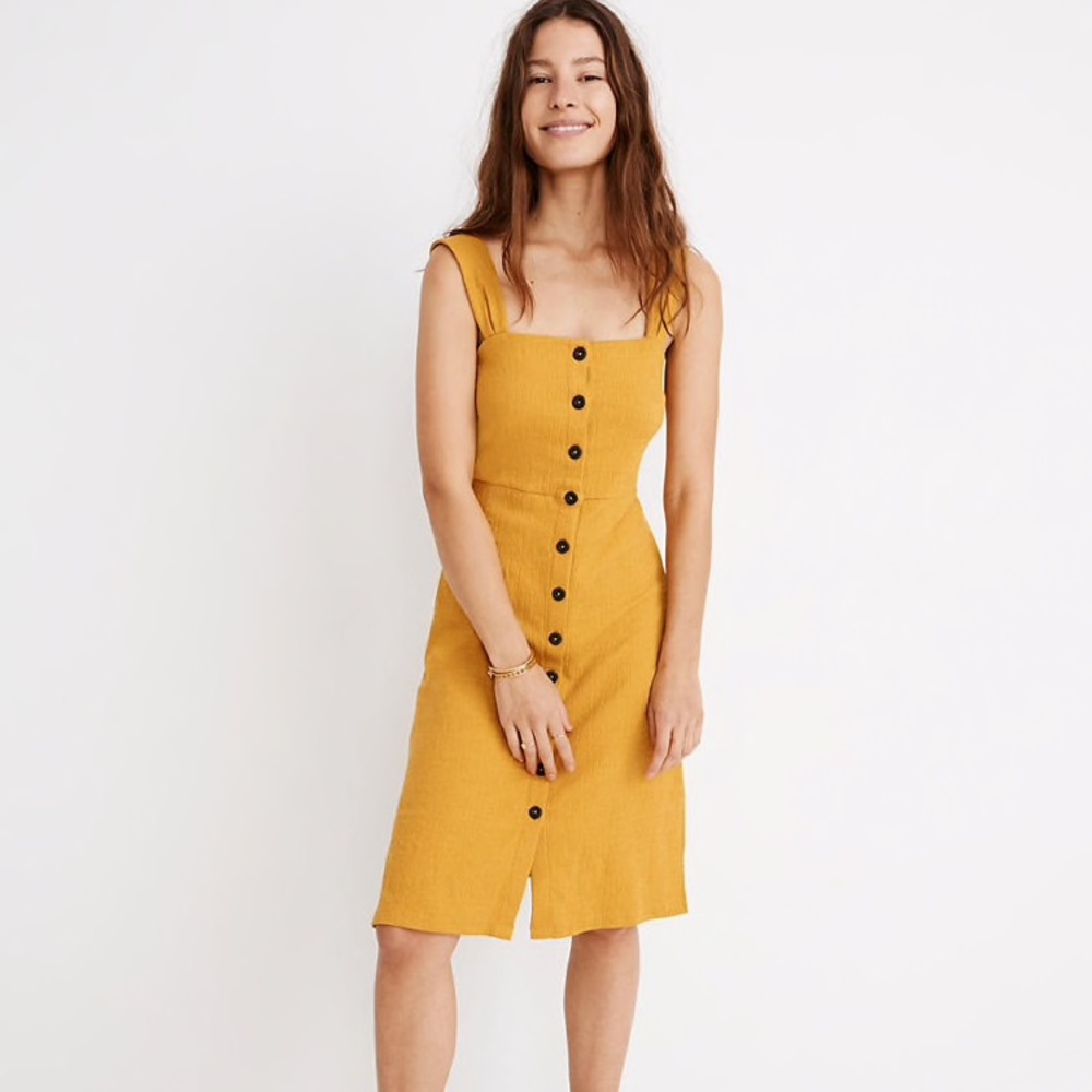 Texture & thread button front tank dress